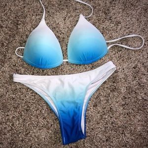 Blue & white ombré bikini
